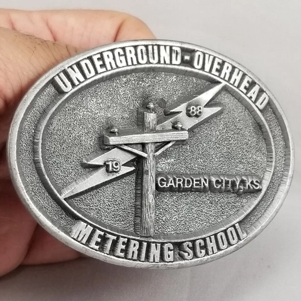 Vintage Belt Buckle 1988 Underground Overhead Metering School Garden City Kansas
